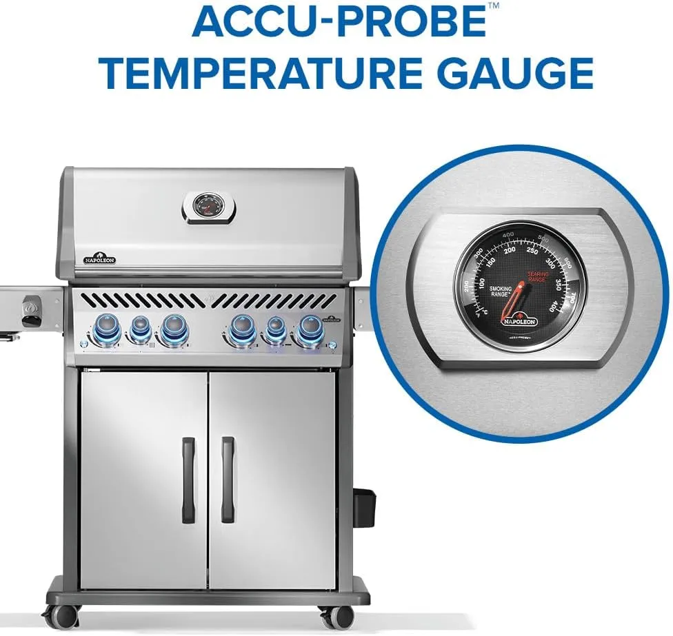Napoleon Rogue PRO-S 525 Propane Gas Grill with Infrared Side and Rear Burners, Stainless Steel, Durable 6-Burner BBQ