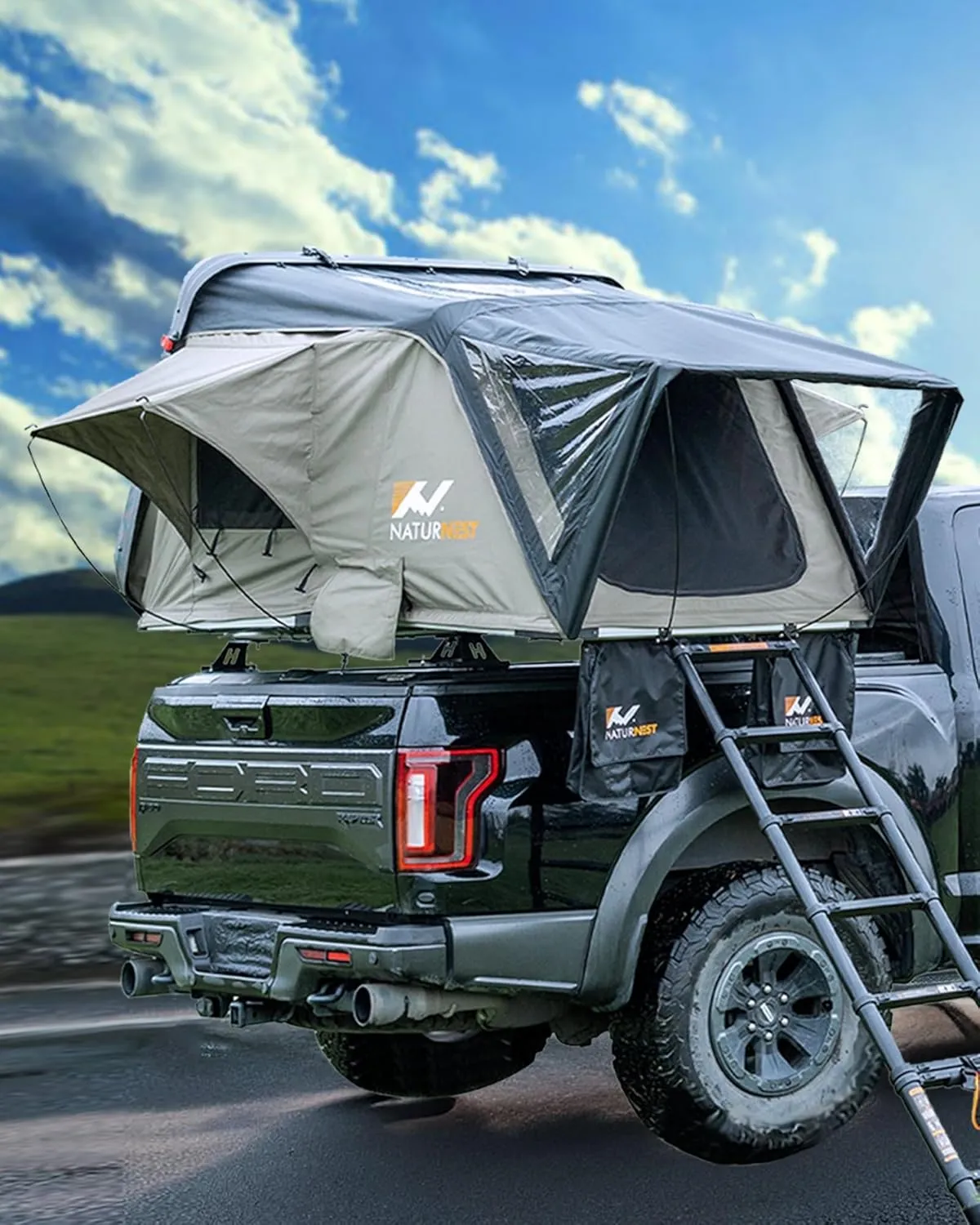 Naturnest Rooftop Tent Hard Shell 2-4 Person Nature Nest Roof Top Tent Hardshell Hard Top Claim Shell Overland Car Roof Rack Top Tents For Jeep SUV Van Pickup Truck Vehicle Trailer Car Camping