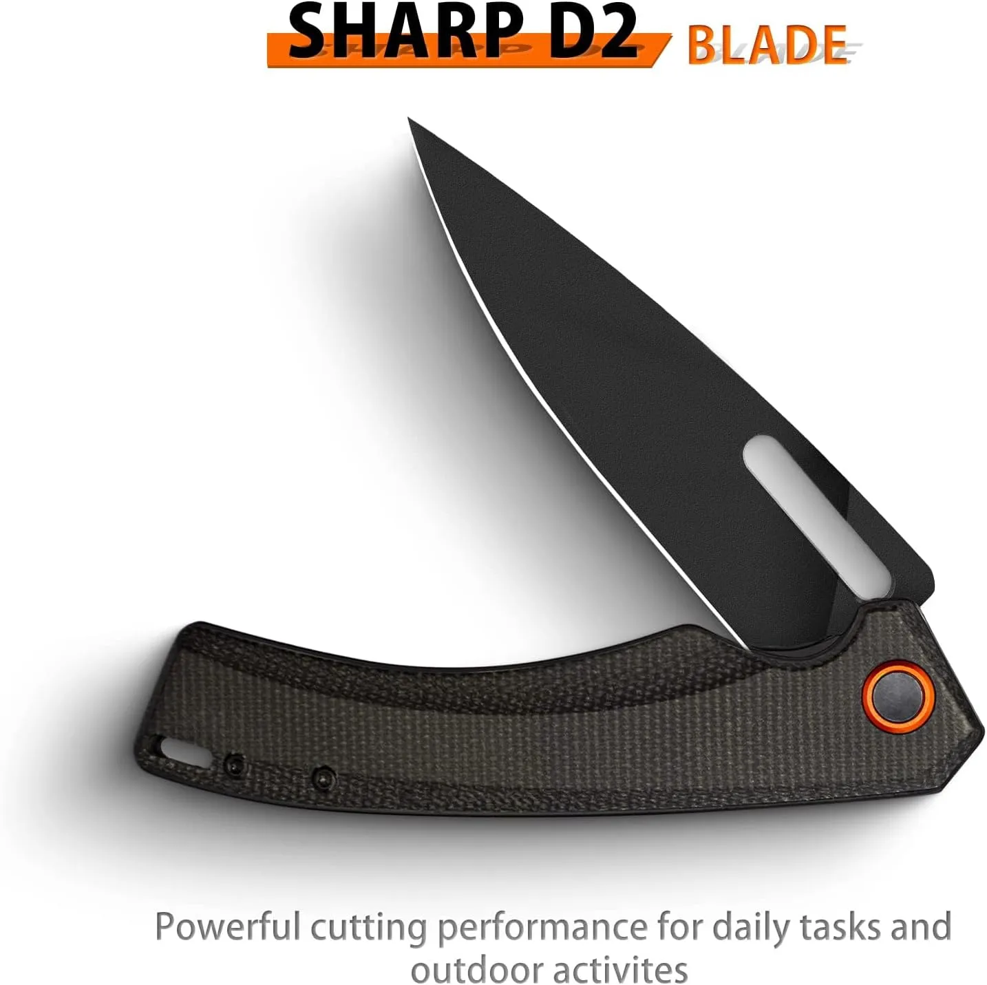 NedFoss BLACK MAMBA Pocket Knife for Men, 3.5" Black PVD D2 Steel Blade EDC Knife with Micarta Handle, Deep Carry Pocket Clip, Lightweight Folding Knife for Men Women Birthday Christmas Gifts