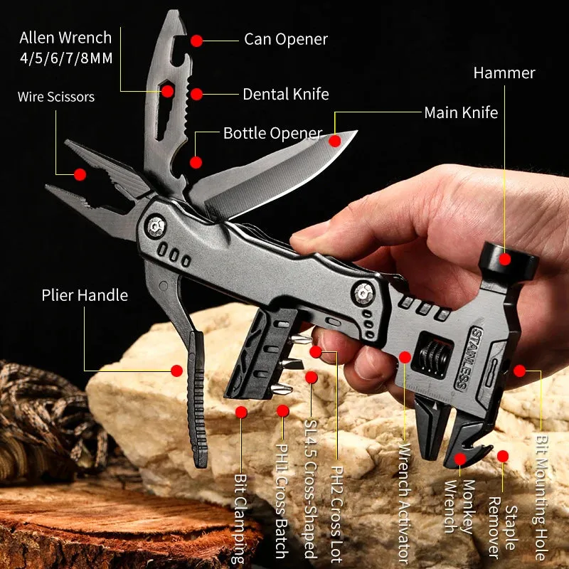 New Multifunctional Wrench Hammer Knife Pliers – Stainless Steel Multi-tool