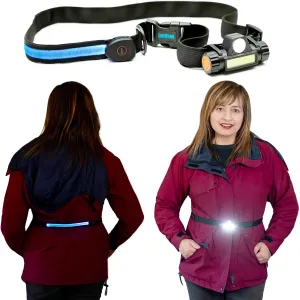 New Re-designed Light Belt, With Bright Front LED & COB Light, USB Rechargeable Back Light Strip On Belt For Safety and Visibility, Brighter Than Reflective Gear, For Night Runners & Dog Walking