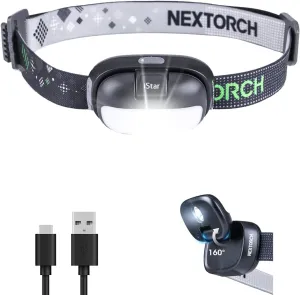 NEXTORCH LED Headlamp Rechargeable 450 Lumens White Red Lighting Compact Lightweight Head Lights for Outdoor Camping Hiking Climbing
