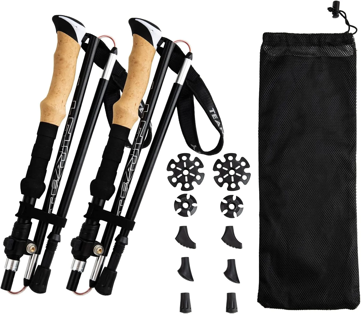 Night Cat Trekking Poles Hiking - Walking Sticks 2 Packs Aluminum 7075 Lightweight Foldable Collapsible Adjustable Extendable Backpacking Mountaineering Climbing