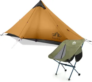 Night Cat Ultralight Tent with Backpacking Chair for Professional Backpacker Hiker Trekking Pole Not Included