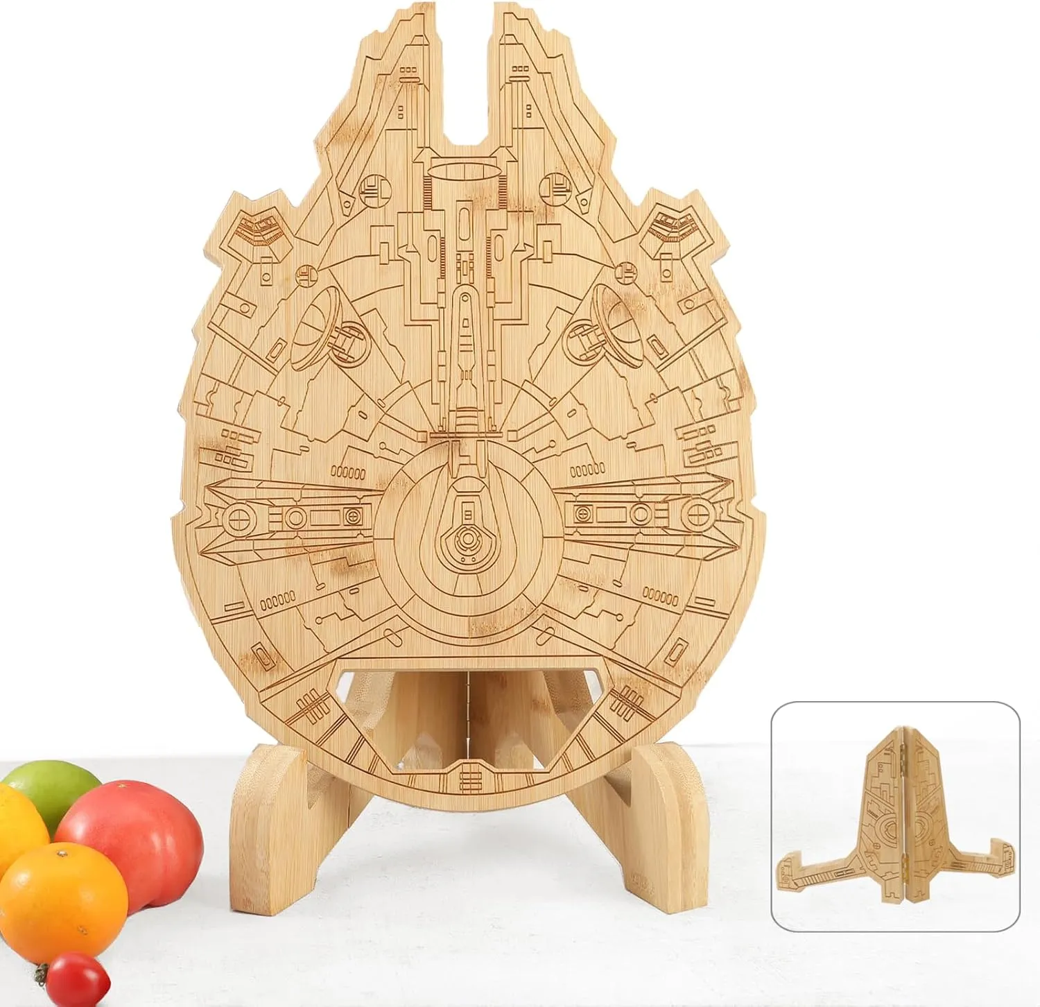 Ninefish Millennium Falcon Board,A space shuttle shaped cutting board rack accessory, star wars vintage collection,Customi Dad Gift, Custom Engraved Wood Plate, Cutting boards for the kitchen