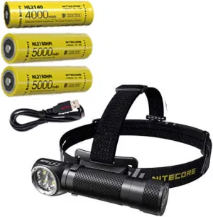 Nitecore Combo HC35 Rechargeable LED Headlamp -2700Lm w/2x NL2150HPR & NL2140 Batteries  Eco-Sensa USB Charging Cord