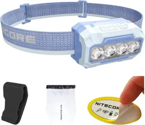 Nitecore HA23 UHE 600 Lumen Camping Headlamp, Lightweight, Bright with 3X AAA Batteries Multiple Color Temperatures, Red Light Sticker (Blue)