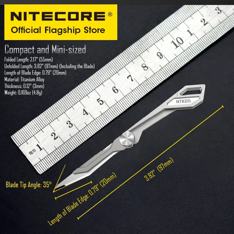 NITECORE NTK05 Mini Titanium Keychain Folding Knife Ultra Light EDC Blade