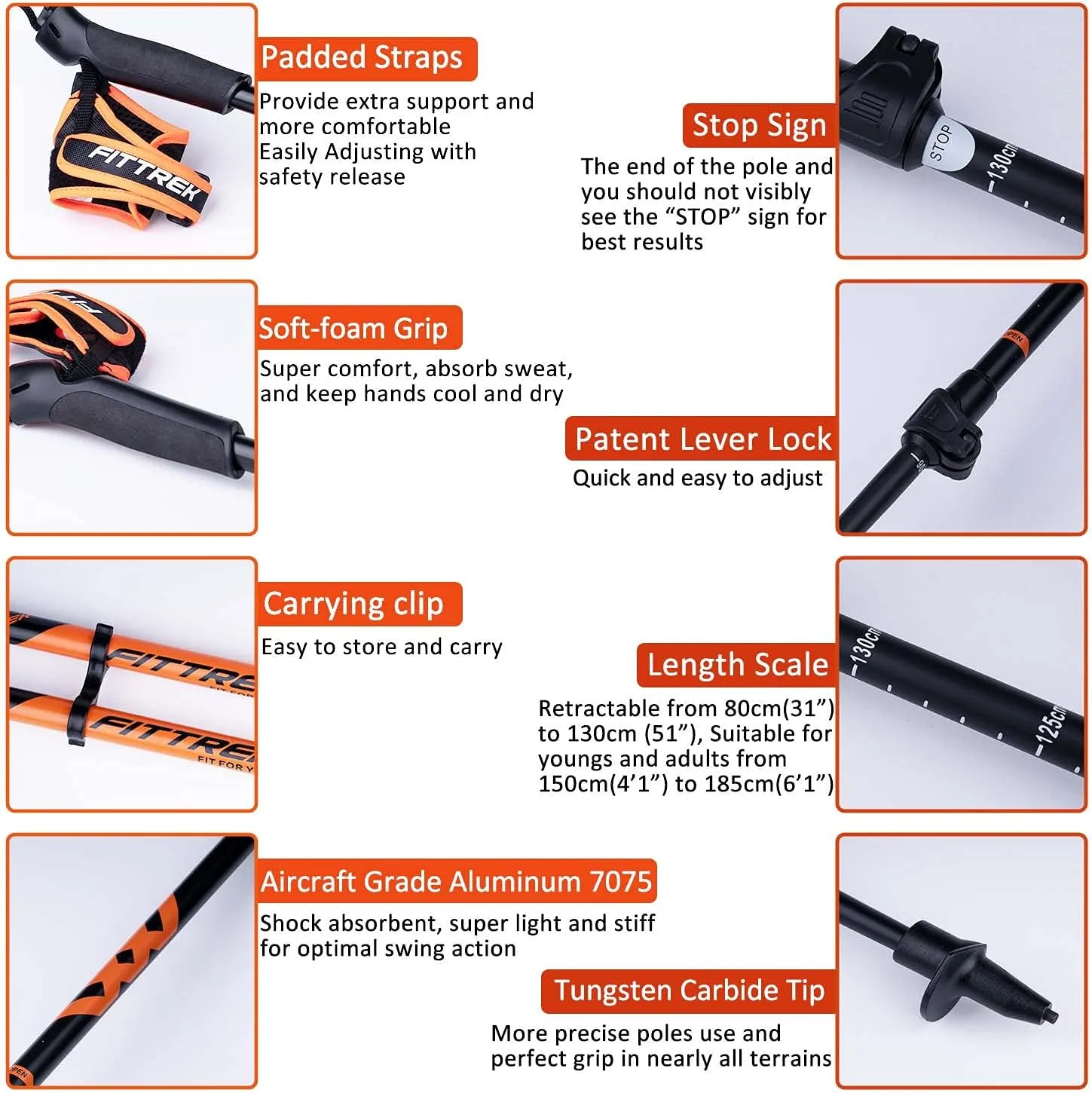 Nordic Walking Poles for Men Women - 2 Pack Aluminum Nordic Walking Sticks - Nordic Poles with Ergonomic Grip Adjustable Ultralight for Hiking, Camping, Trekking, Mountaineering, Backpacking