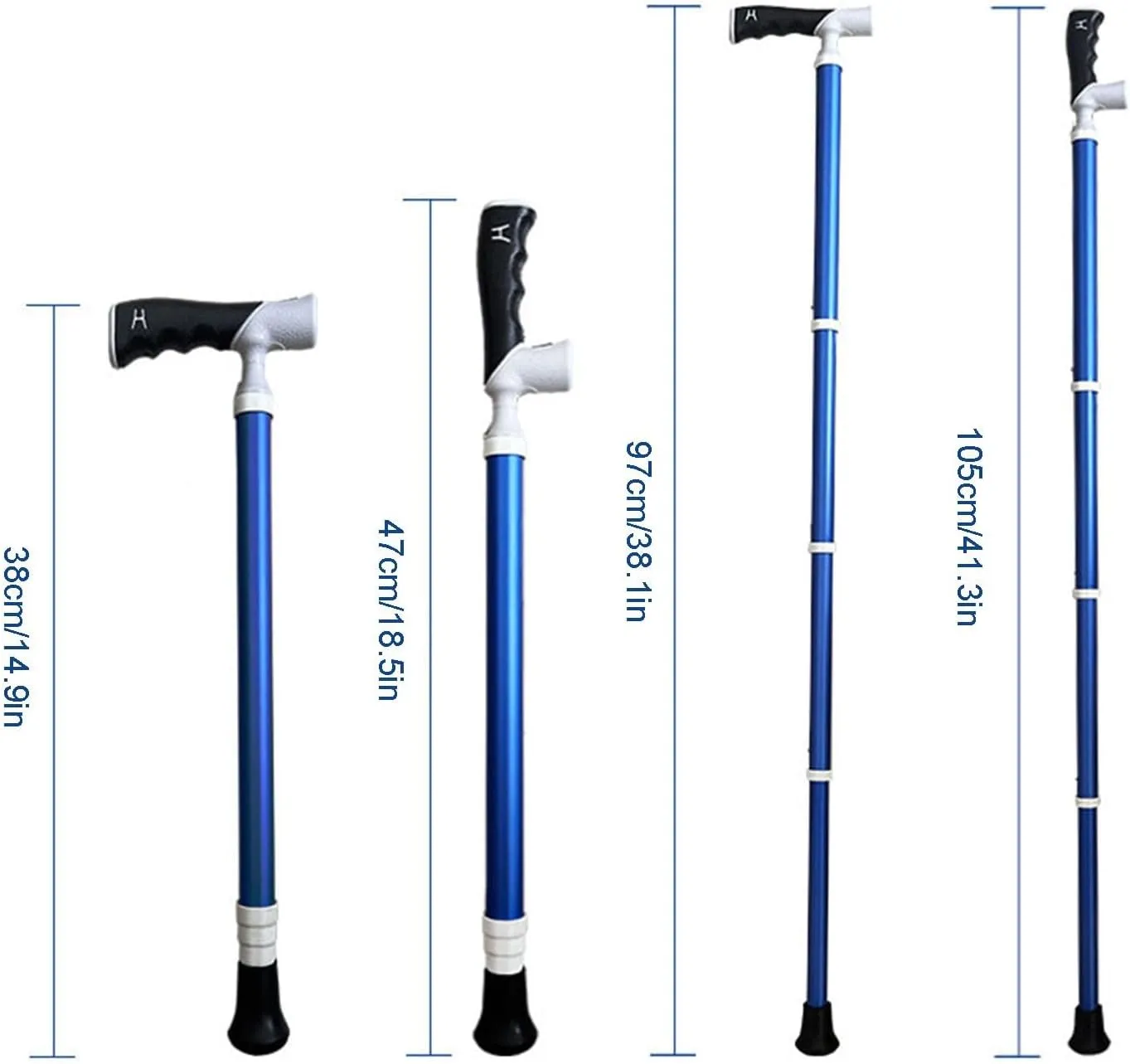 Nordic Walking Poles Telescopic Walking Lightweight T-Handle Hiking Stick Adjustable Dual-Purpose Hiking Poles for Women and Men(Blue,38~105cm)