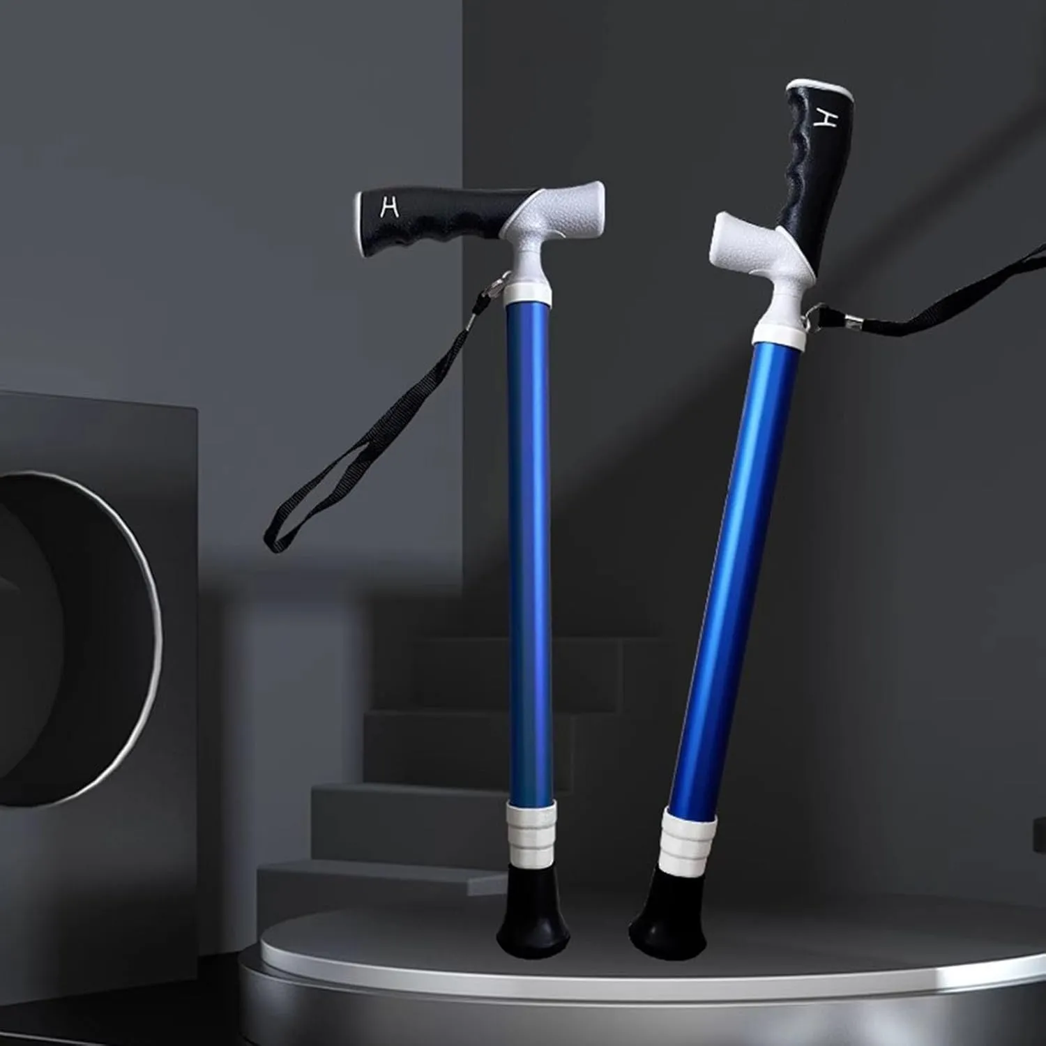Nordic Walking Poles Telescopic Walking Lightweight T-Handle Hiking Stick Adjustable Dual-Purpose Hiking Poles for Women and Men(Blue,38~105cm)