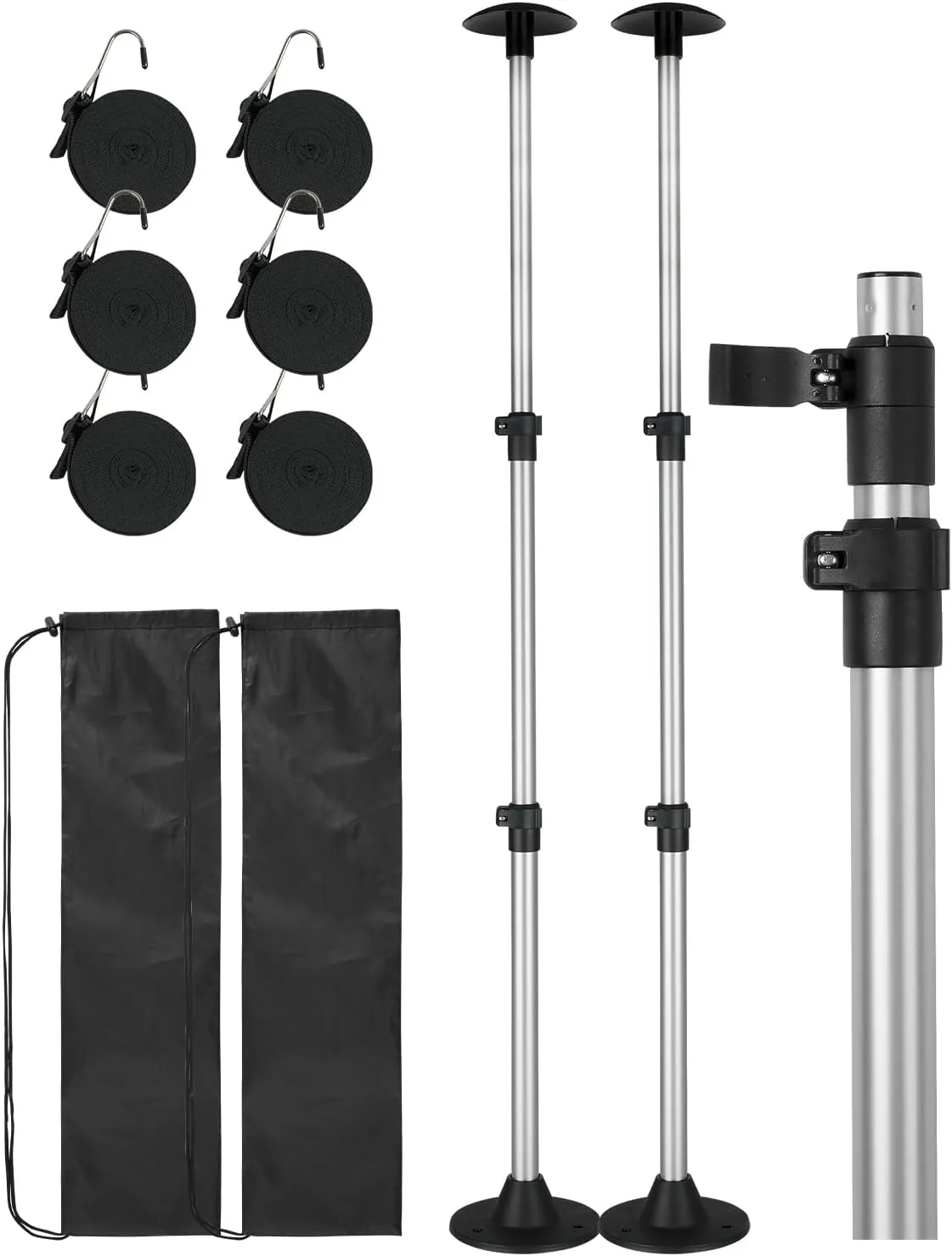 OCEANBROAD Boat Cover Support Pole Adjustable Telescoping Aluminum Pole with Straps, for V Hull/Jon/Pontoon Boat, 2 Pack