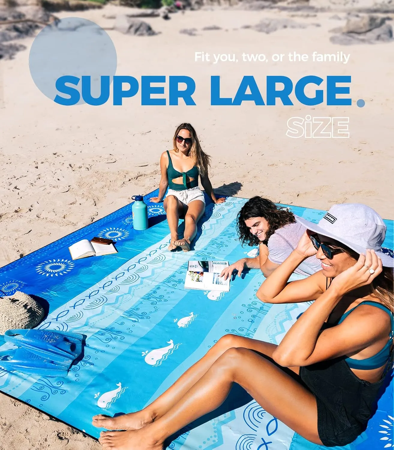 OCOOPA Bohemian Beach Blanket Waterproof Sandproof, 10'X 9' Extra Large, Soft and Durable, Sand Free, Light Weight and Portable, Perfect for Travel Camping, Beach Vacation