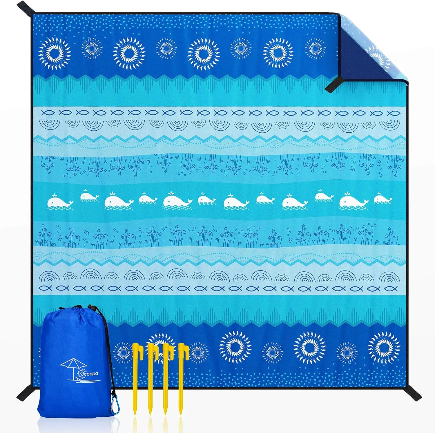 OCOOPA Bohemian Beach Blanket Waterproof Sandproof, 10'X 9' Extra Large, Soft and Durable, Sand Free, Light Weight and Portable, Perfect for Travel Camping, Beach Vacation