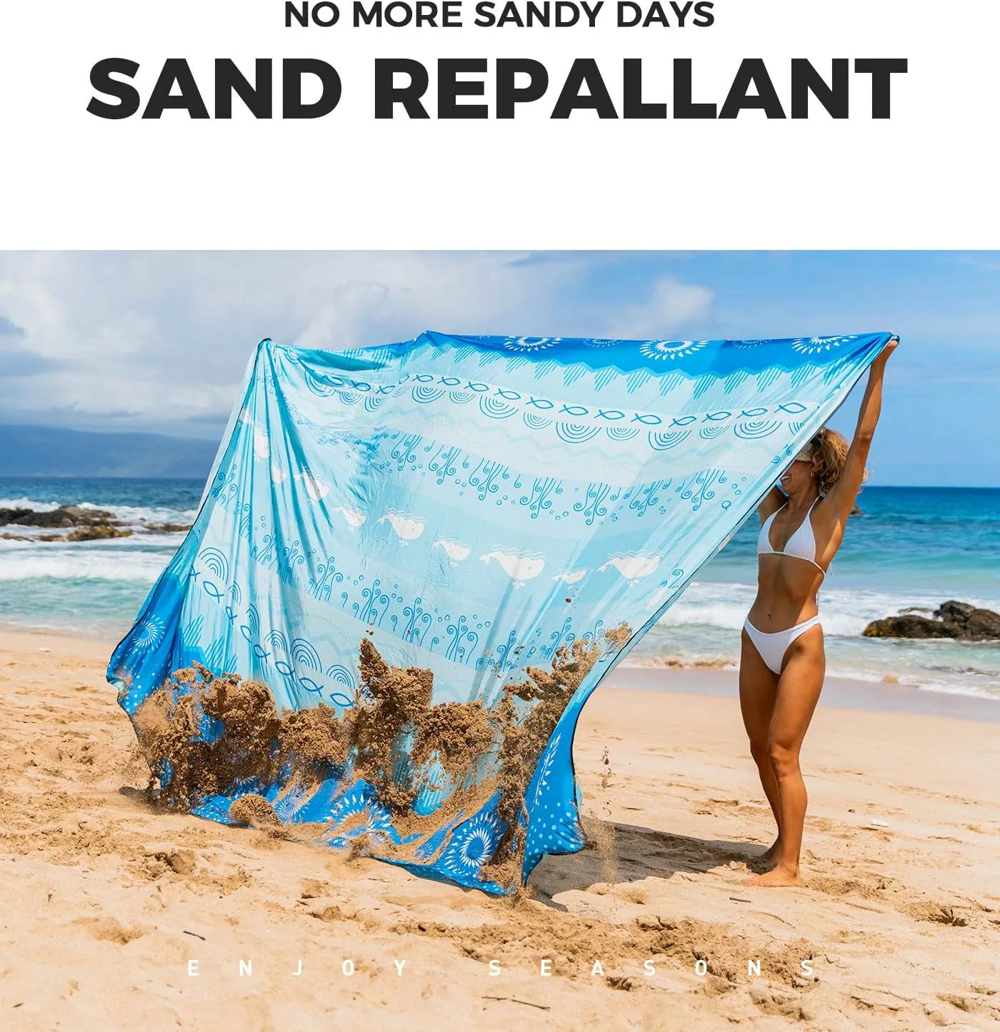 OCOOPA Bohemian Beach Blanket Waterproof Sandproof, 10'X 9' Extra Large, Soft and Durable, Sand Free, Light Weight and Portable, Perfect for Travel Camping, Beach Vacation
