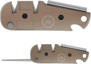 Off-Grid Knives - EDC Knife Sharpener, Compact 5-In-1 Sharpening Tool for Hunting, Camping, Fishing, Kitchen Knives and Fishing Hooks (Coyote Tan)