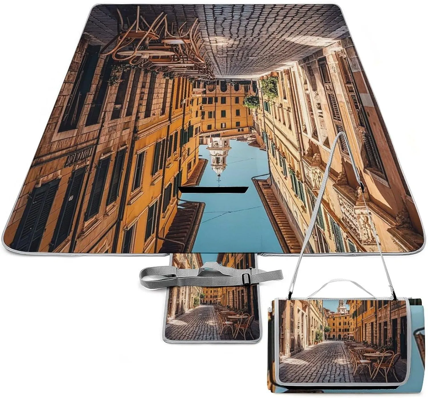 Old Courtyard Cafe Chair City, Rome, Italy Picnic Blanket Outdoor, Oversized Beach Blanket, Foldable Lightweight Waterproof Sand Cushion Suitable for Beaches, Camping Grasslands Mat