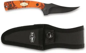 Old Timer Schrade SharpFinger Knife – Orange Camo Handle, Black Blade, Full Tang Stainless Steel, Includes Sheath, Ideal for Hunting, Outdoor, and Survival Use