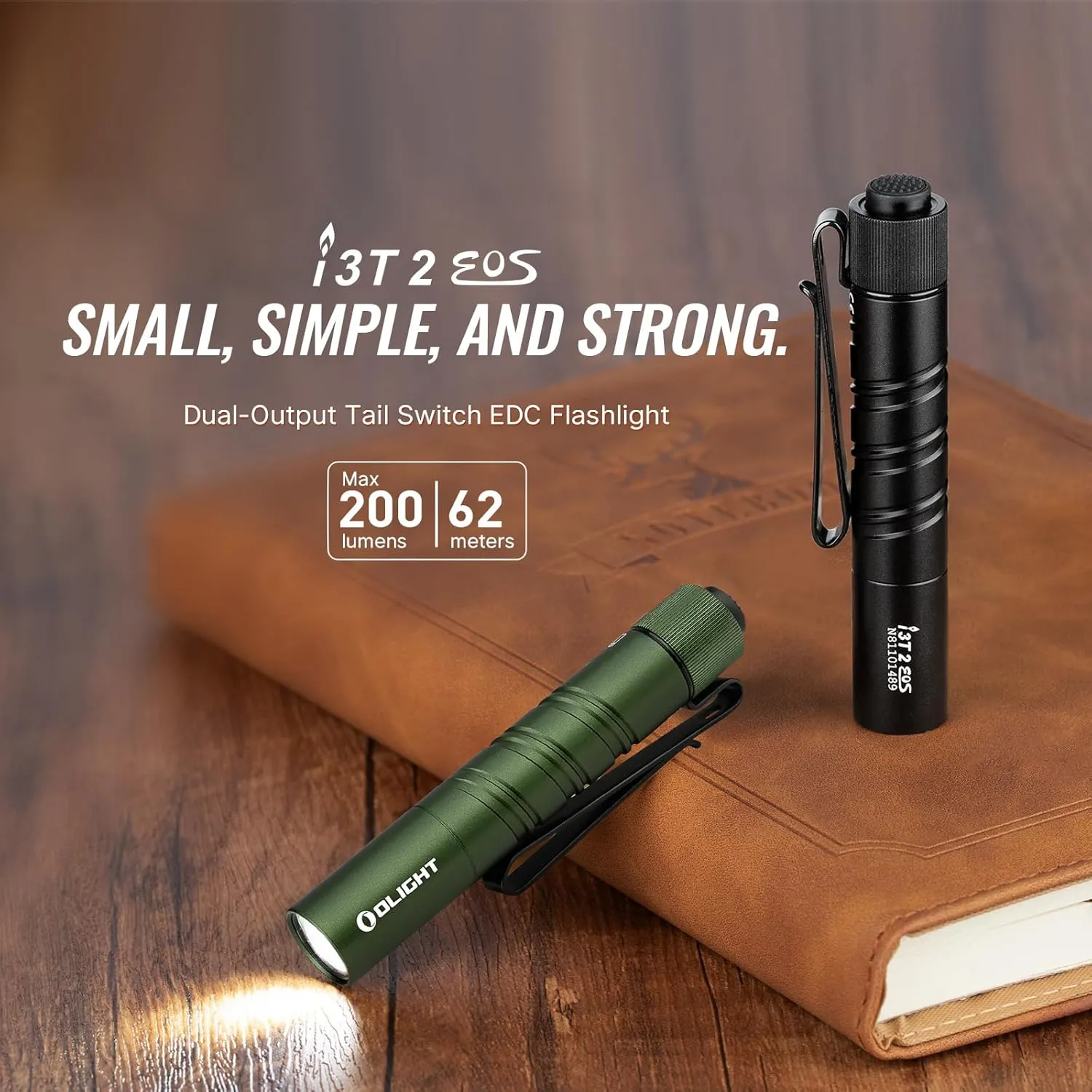 OLIGHT I3T 2 EOS Pocket EDC Flashlight, 200 Lumens Compact Bright Handheld Flash Lights, Dual-Output Tail Switch with AAA Battery and Two-Way Pocket Clip for Camping and Hiking (Black)