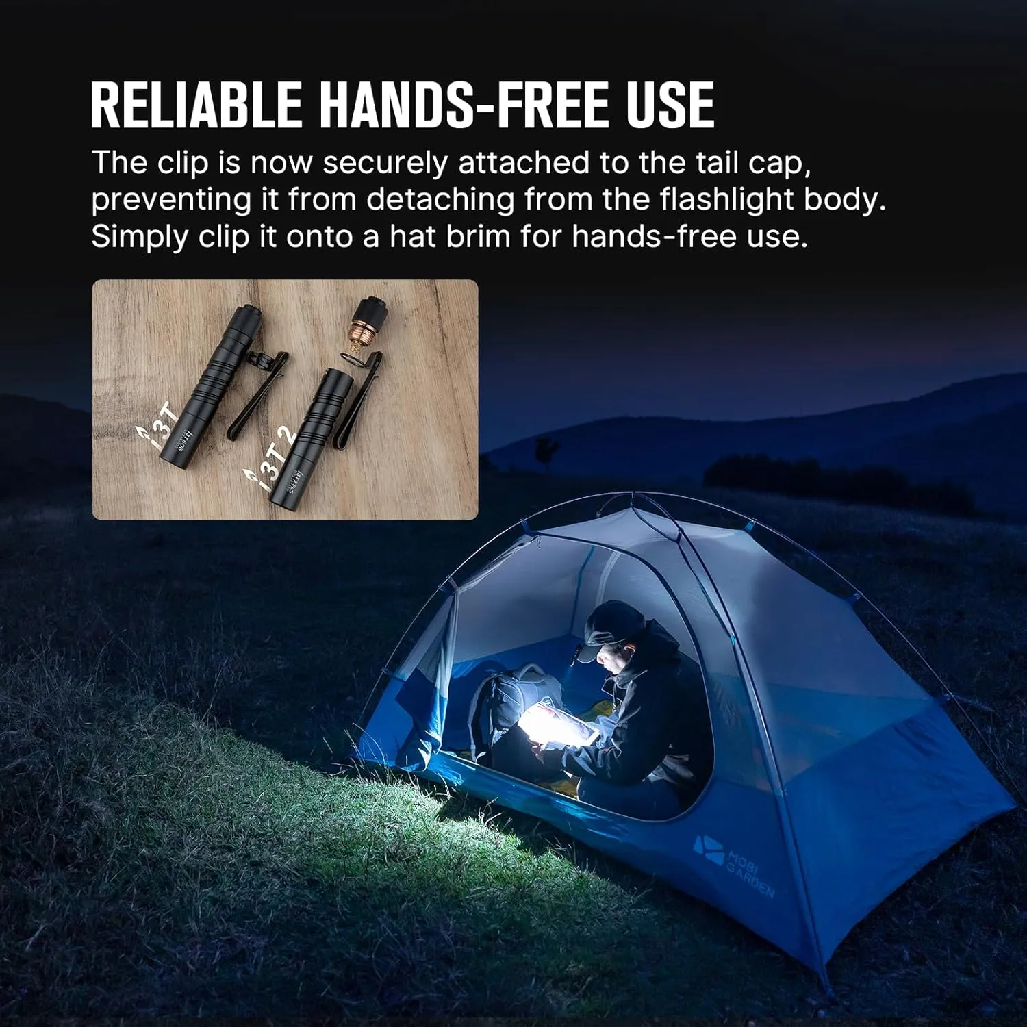 OLIGHT I3T 2 EOS Pocket EDC Flashlight, 200 Lumens Compact Bright Handheld Flash Lights, Dual-Output Tail Switch with AAA Battery and Two-Way Pocket Clip for Camping and Hiking (Black)