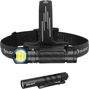 OLIGHT Perun 3 Rechargeable Headlamp Flashlight, 3000 Lumens LED Headlight with Red Light Bundle with I3T 2 EOS Pocket EDC Flashlight, 200 Lumens Compact Bright Handheld Lights