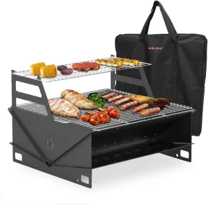 Onlyfire Portable Charcoal Grill, Outdoor Barbecue Camping Grill Tabletop BBQ Grill with Warming Rack and Handbag for Picnic, Hiking, Backyard and Cooking