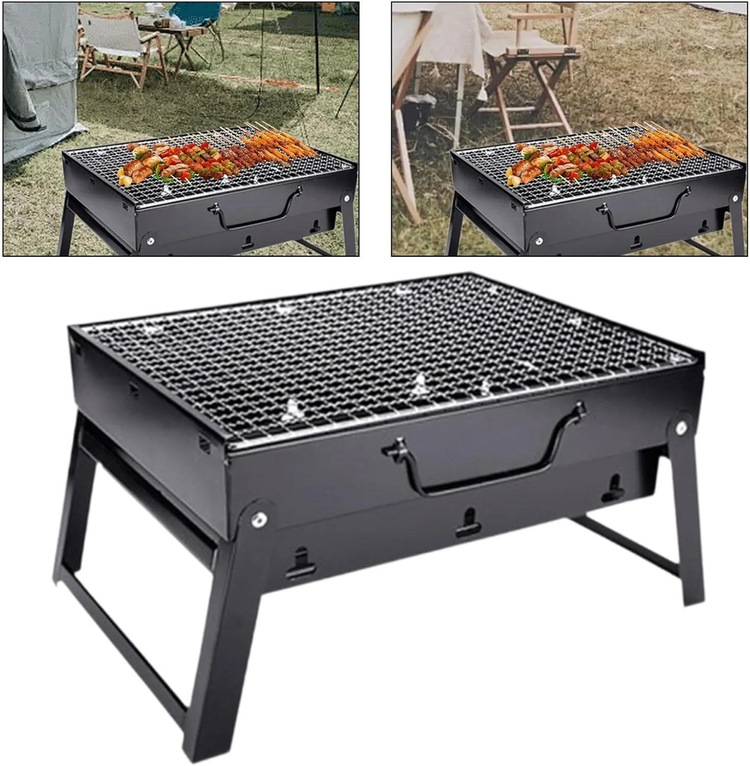 Outdoor Barbecue Grill Foldable Grill Professional Portable BBQ Grill Mini Cookware for Home Use Backyard Backpacking Picnic, L