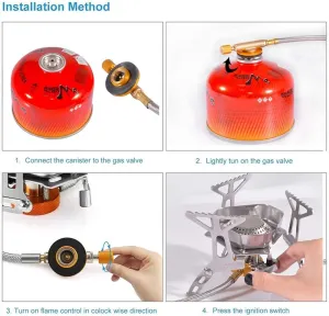 Outdoor Camping Gas Stove 3500W Portable Folding Mini Windproof Backpacking Stove with Convenient Piezo Ignition Gas Burner Butane for Outdoor Camping Cooking Hiking Picnic Fishing Mountaineering