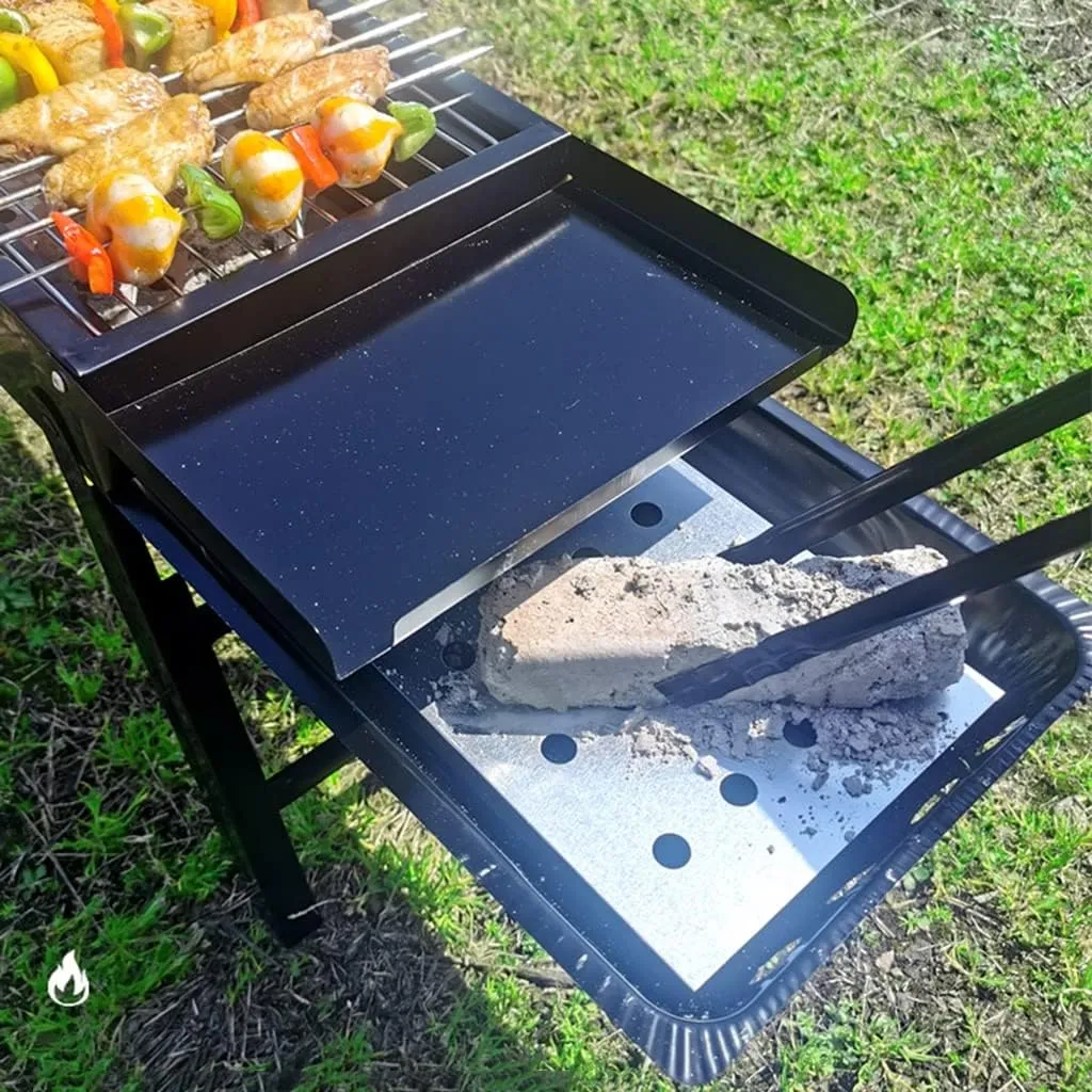 Outdoor Folding Barbecue Grill, Portable Charcoal Grill,BBQ Grill for 4-8 Persons, for Camping Garden Grill with Utensil (Black 60 * 22.5 * 32cm)