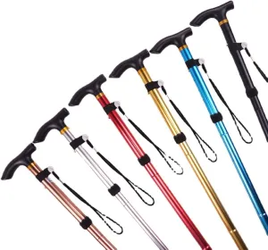 Outdoor Folding Travel Trekking Poles Five Sections Telescopic Crutches for The Elderly