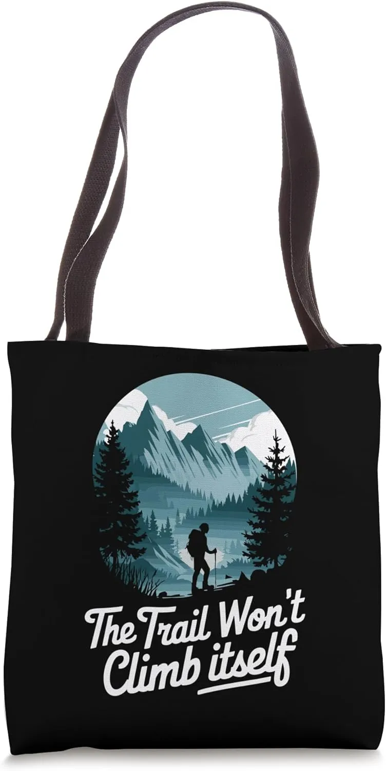 Outdoor Hiking Lover Trekking, Mountain Hike and Hiker Tote Bag