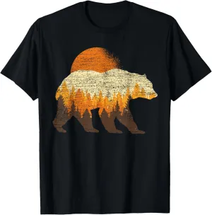 Outdoor Nature Full Moon Trees Wildlife Forest Animal Bear T-Shirt