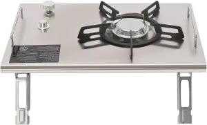 Outdoor Portable Gas Stove with 4 Foldable Legs and Storage Bag,Electronic Ignition Camping Cooking Stove,Knob Control Single-Burner Gas Stove for Camping, Hiking, Picnics (Silver)