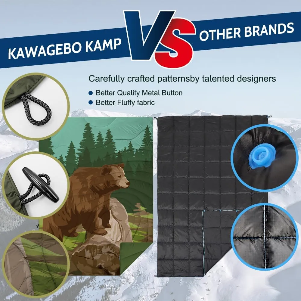 Outdoor Puffy Camping Blanket, Lightweight Windproof Warm Stadium Blanket, Packable Travel Camping Quilt for Cold Weather, Hiking, Backpacking, Sleeping, Hammock, Adventure 78"x 56"