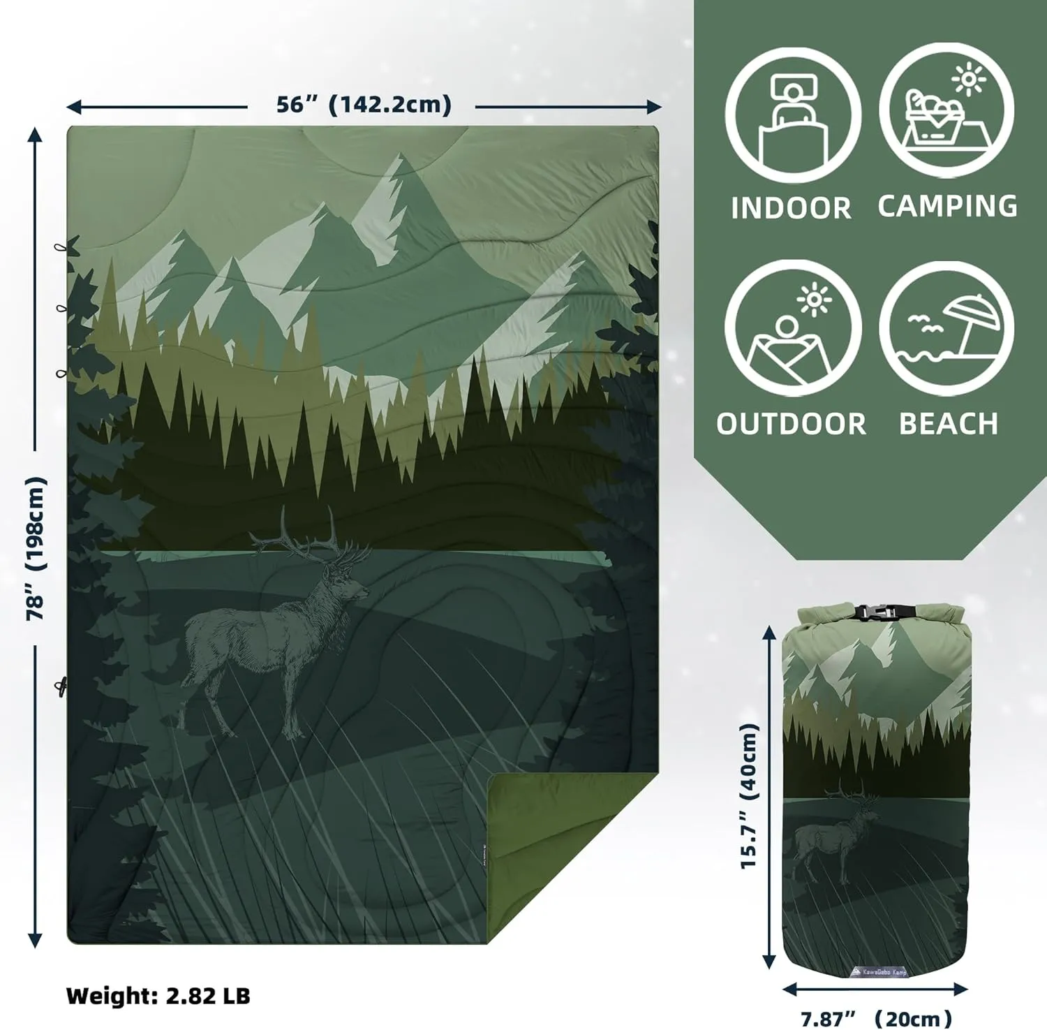 Outdoor Puffy Camping Blanket, Lightweight Windproof Warm Stadium Blanket, Packable Travel Camping Quilt for Cold Weather, Hiking, Backpacking, Sleeping, Hammock, Adventure 78"x 56"
