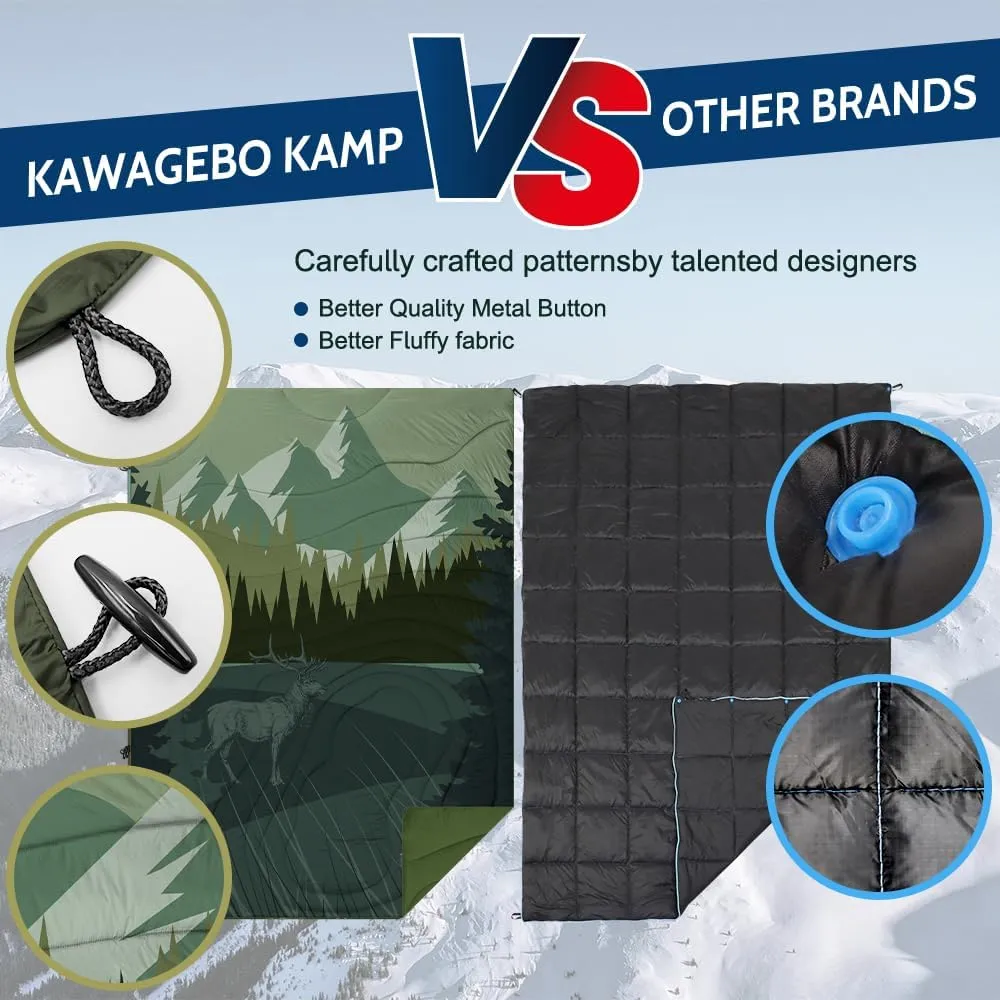 Outdoor Puffy Camping Blanket, Lightweight Windproof Warm Stadium Blanket, Packable Travel Camping Quilt for Cold Weather, Hiking, Backpacking, Sleeping, Hammock, Adventure 78"x 56"