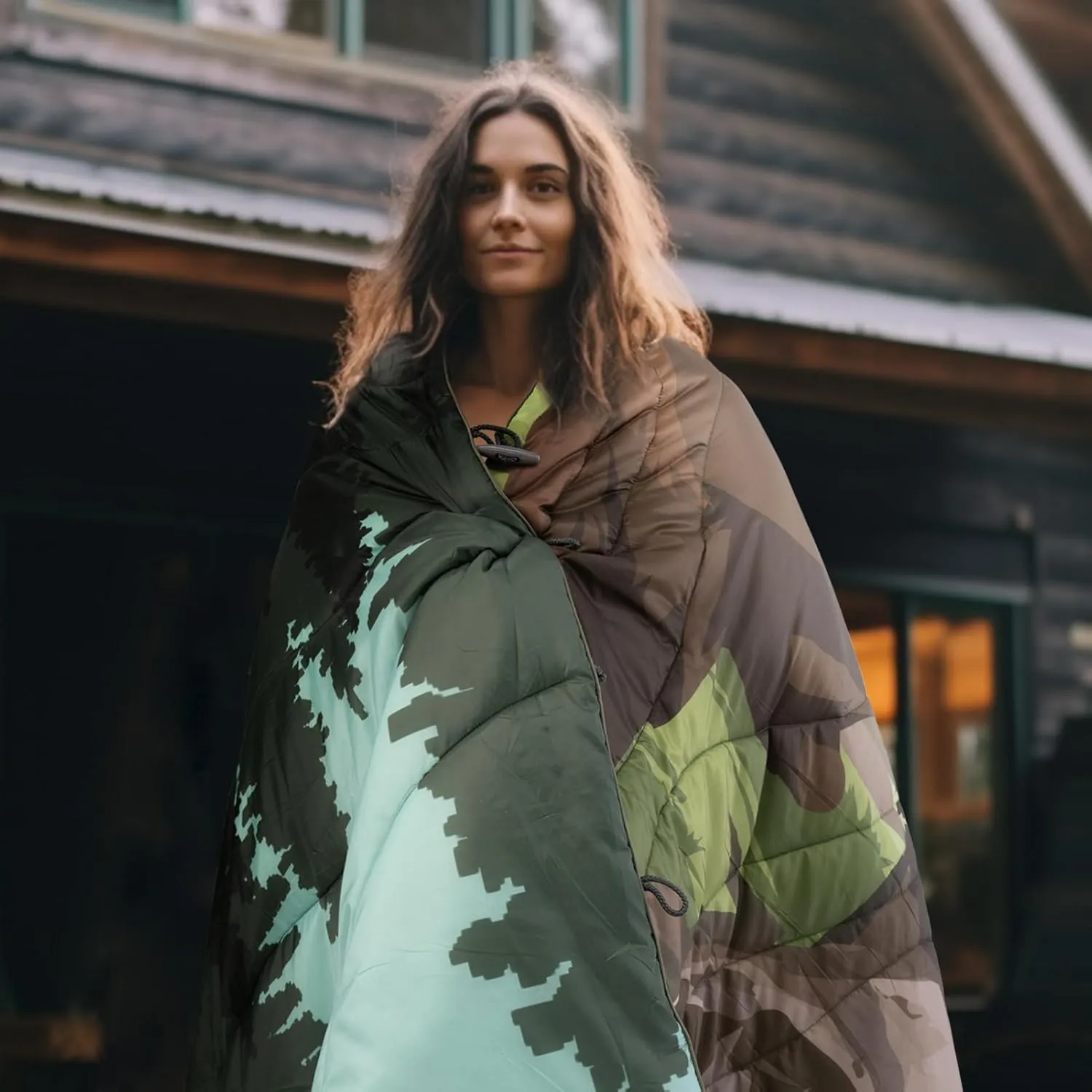 Outdoor Puffy Camping Blanket, Lightweight Windproof Warm Stadium Blanket, Packable Travel Camping Quilt for Cold Weather, Hiking, Backpacking, Sleeping, Hammock, Adventure 78"x 56"