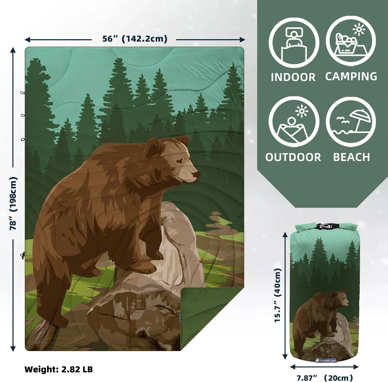 Outdoor Puffy Camping Blanket, Lightweight Windproof Warm Stadium Blanket, Packable Travel Camping Quilt for Cold Weather, Hiking, Backpacking, Sleeping, Hammock, Adventure 78"x 56"
