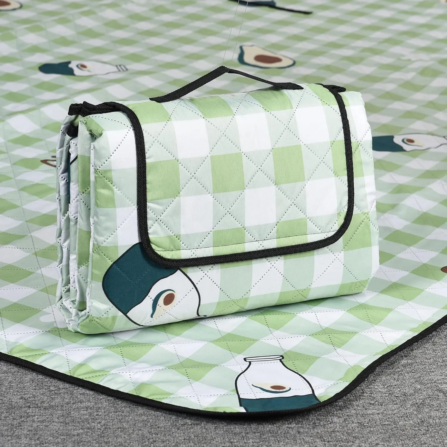 Outdoor Sandproof Waterproof Picnic Blanket, Extra Large 80" x 80" Foldable Machine Washable Mat for Indoor Crawling Blanket (Green)