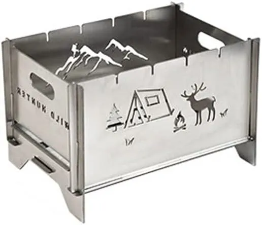 Outdoor Stainless Steel Charcoal Barbecue Camping Firewood Heating Stove Portable Foldable Fire Burning Bonfire (Size : 26cm)