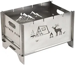 Outdoor Stainless Steel Charcoal Barbecue Camping Firewood Heating Stove Portable Foldable Fire Burning Bonfire (Size : 26cm)