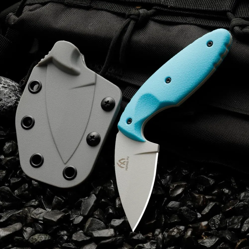 Outdoor Straight Knife, 440C Steel Blade, Blue Nylon Glass Fiber Handle, 5.5cm Blade Length，hiking and trekking, and is a multifunctional tool suitable for various environments. Men's Gift