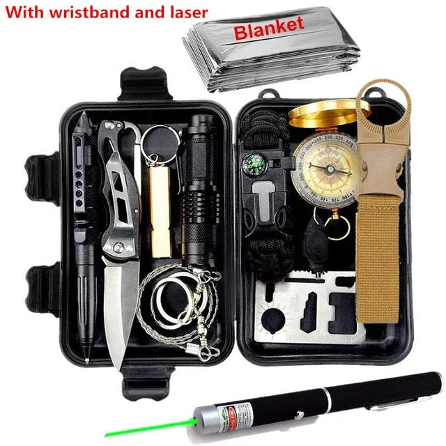Outdoor Survival Kit Set Military Travel Camping Emergency Tools Kit