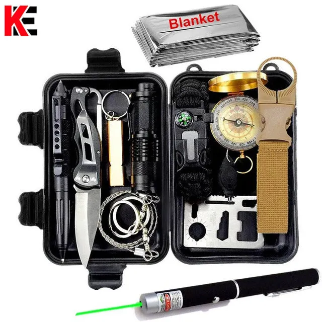 Outdoor Survival Kit Set Military Travel Camping Emergency Tools Kit