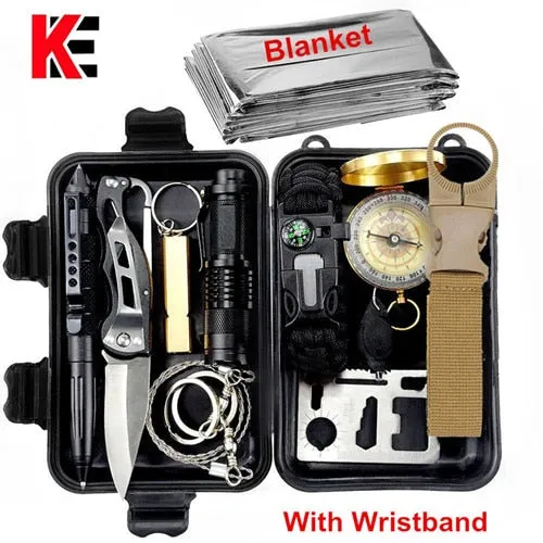 Outdoor Survival Kit Set Military Travel Camping Emergency Tools Kit