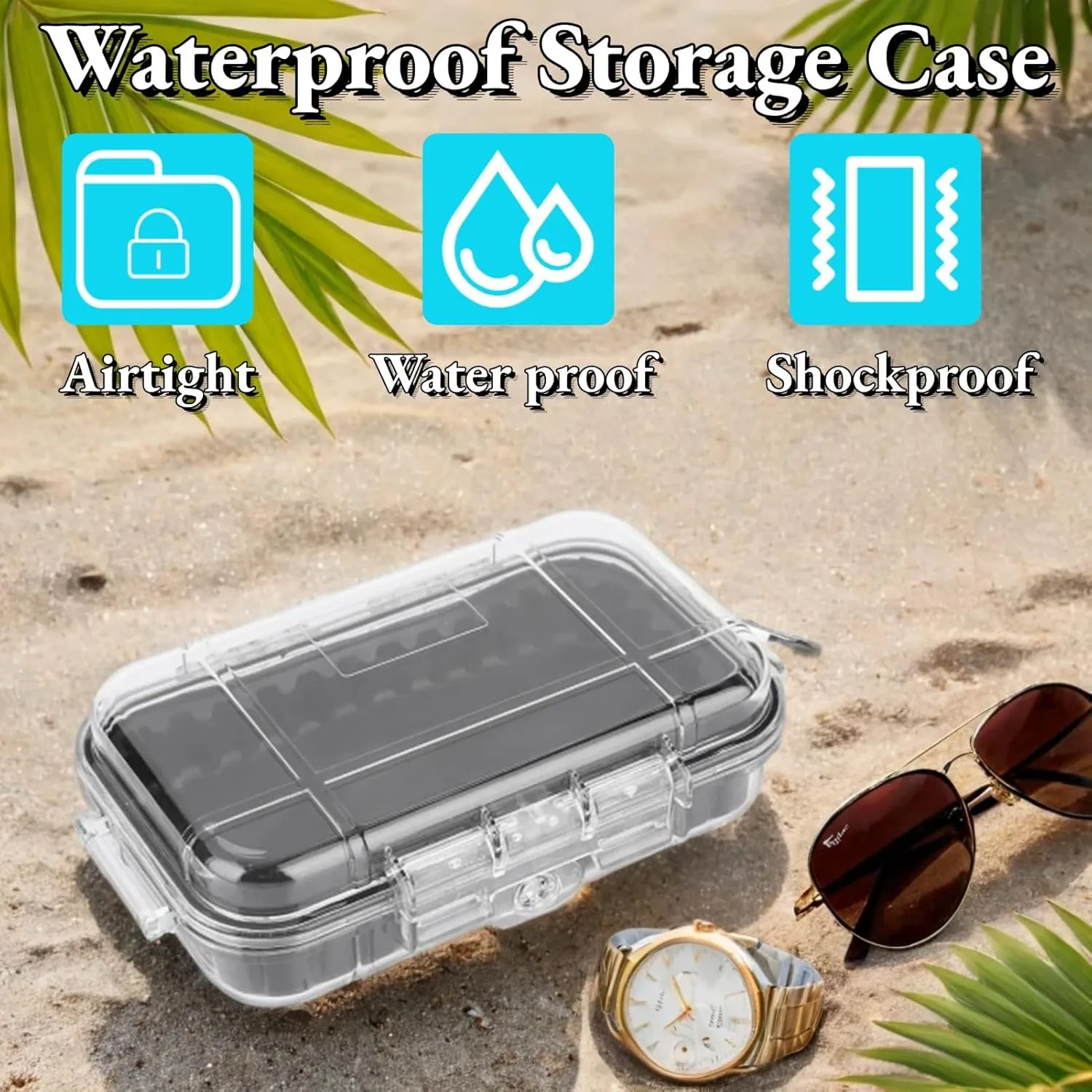 Outdoor Water Proof Storage Case, Outdoor Shockproof Survival Box with Inner Detachable Rubber Pad, ABS Airtight Outdoor Carry Box Container Portable, for Camping Outdoor Activity