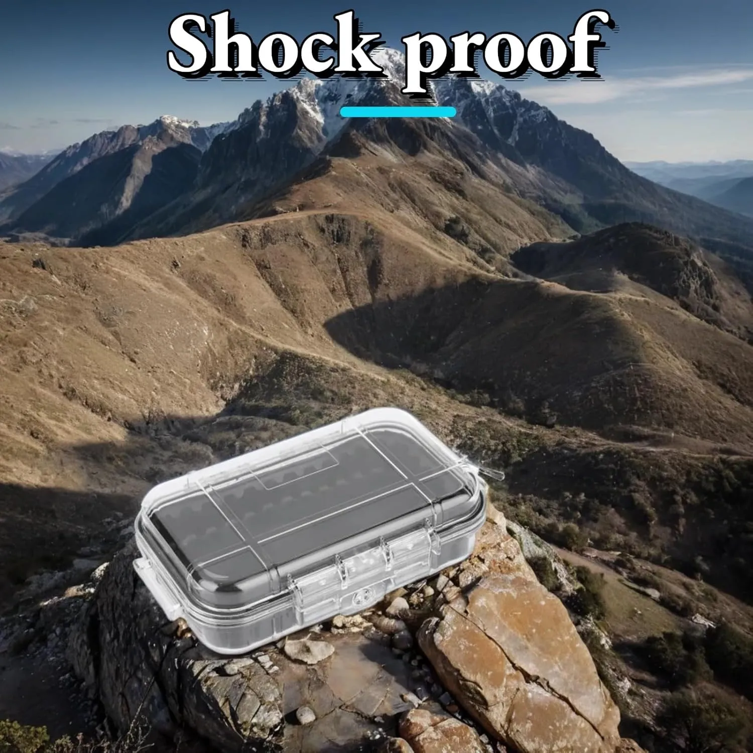 Outdoor Water Proof Storage Case, Outdoor Shockproof Survival Box with Inner Detachable Rubber Pad, ABS Airtight Outdoor Carry Box Container Portable, for Camping Outdoor Activity