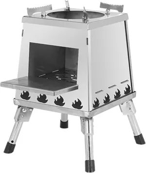 Outdoor Wood Burning Stove, Portable Camping Wood Stove, Multifunctional Hot Tent Stove, for Cooking, Heating, Camping, Tent, Hiking, Fishing, BBQ, Black
