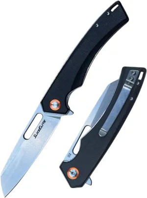 Outlaw 505 EDC Knife 3.4” D2 Steel Sheepsfoot Blade, Black Micarta Handle, Liner Lock, Rugged Everyday Carry Knife
