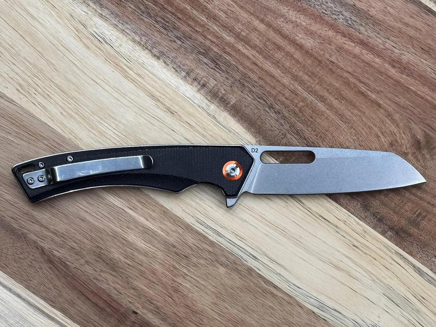 Outlaw 505 EDC Knife 3.4” D2 Steel Sheepsfoot Blade, Black Micarta Handle, Liner Lock, Rugged Everyday Carry Knife